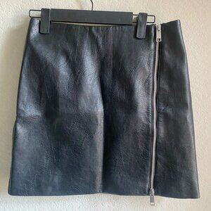 Faux Leather Zipper Mini Skirt